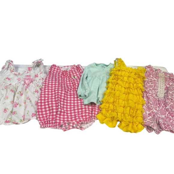 Lot of 5 Carters Little Me Baby Girls 6 Mos One Piece Outfits Dresses Cardigan - Picture 1 of 7